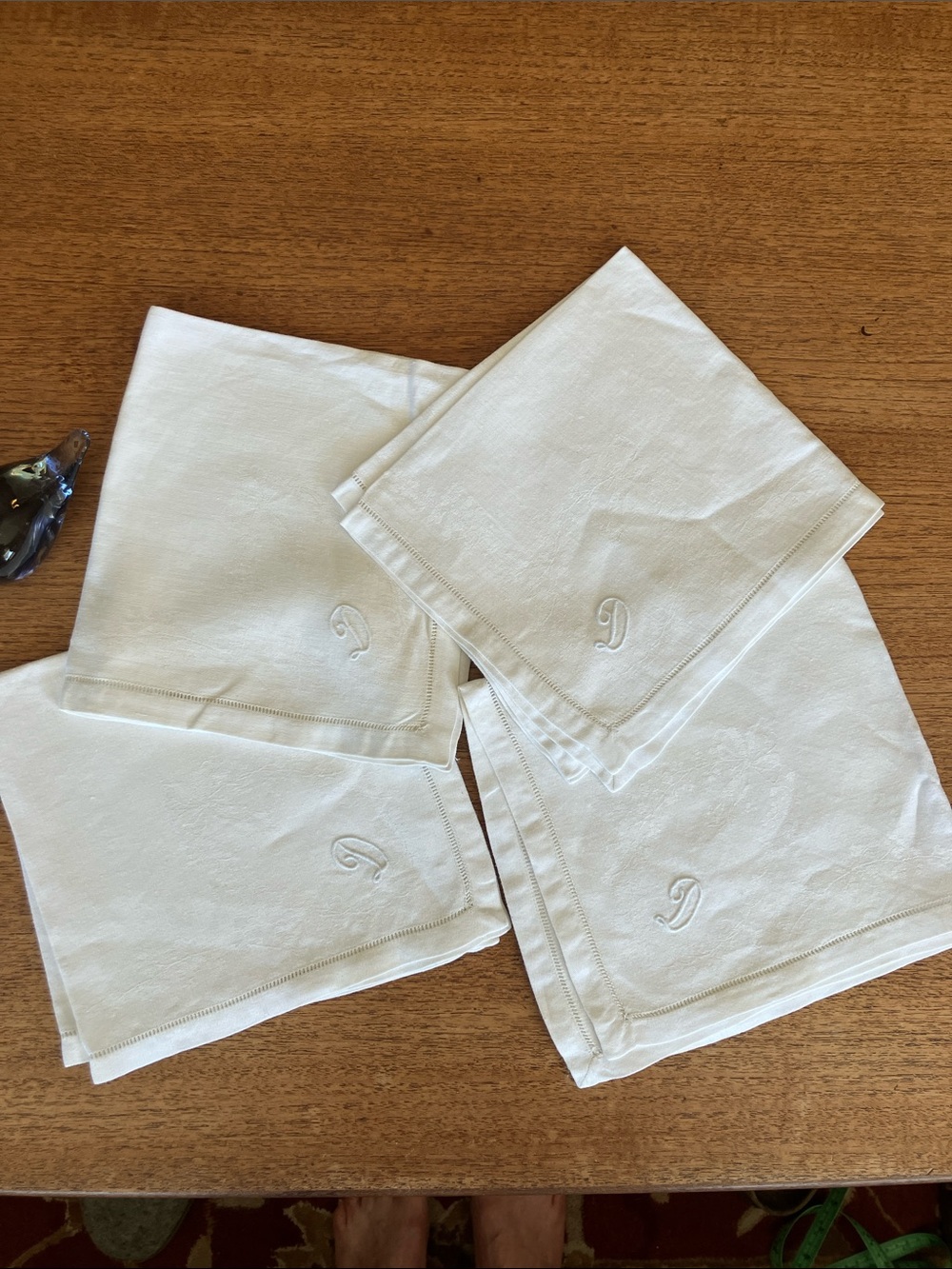 Vintage gorgeous damask napkins with initial “D”